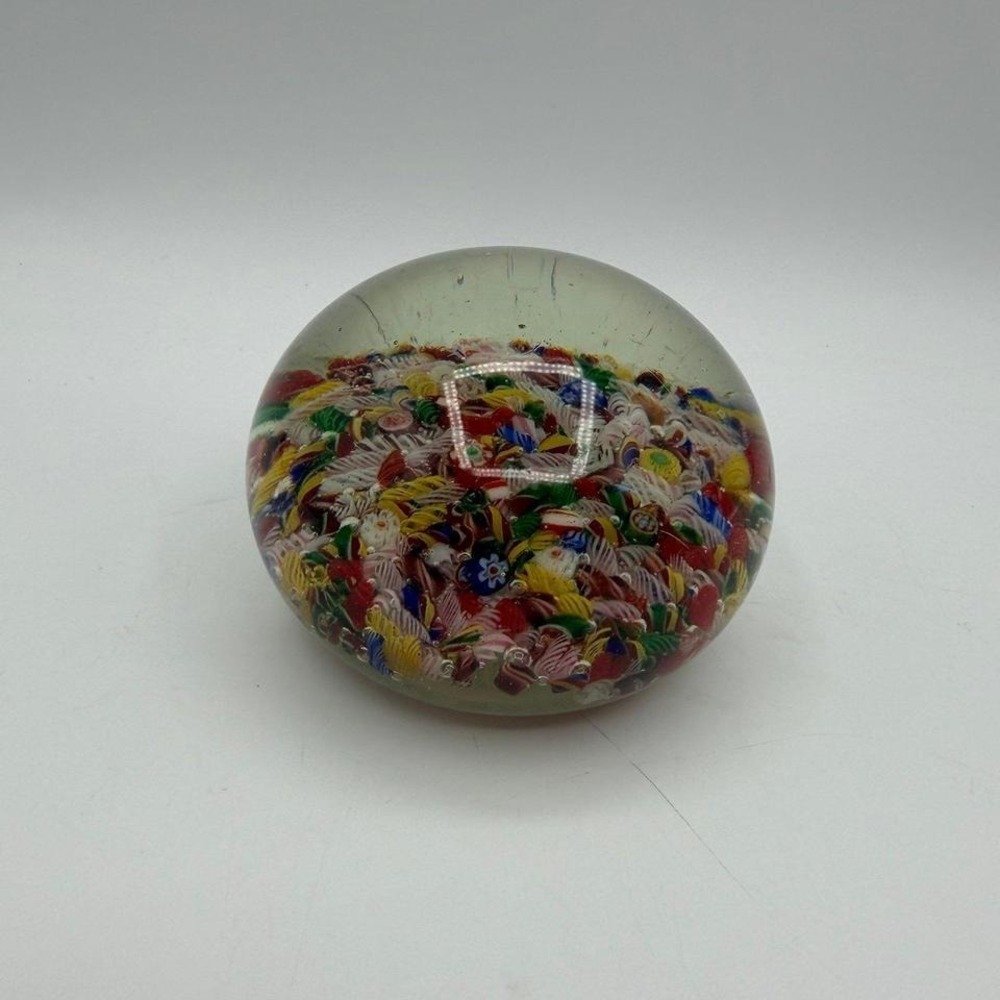 Vintage Murano Style‎ Millefiori Glass Paperweight Large 4in Multicolor